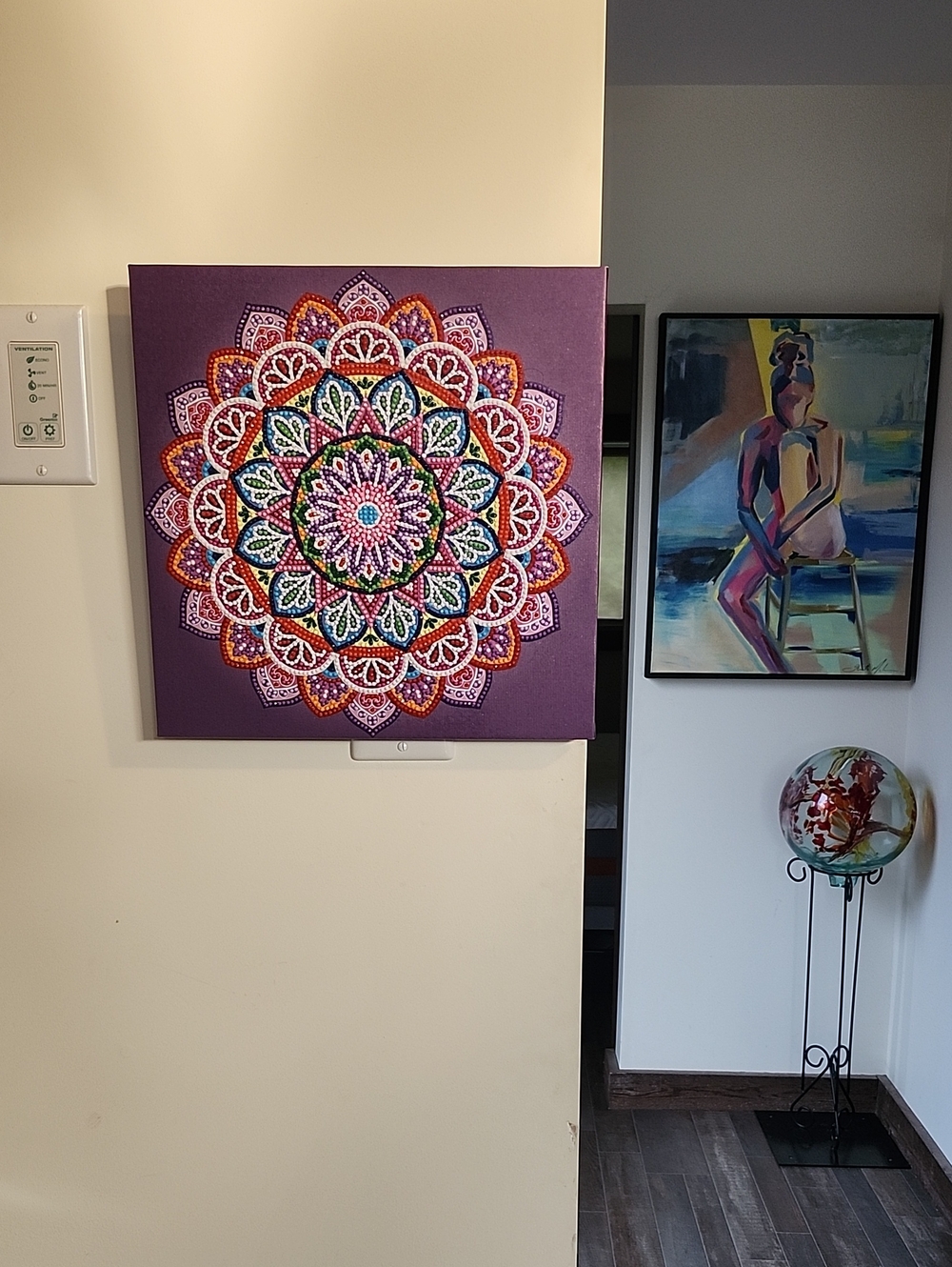 Diamond Painting finished. Purple Mandala Canvas Wall Art